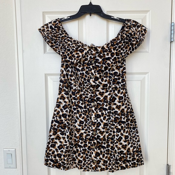 Express Dresses & Skirts - Leopard print off shoulder dress.